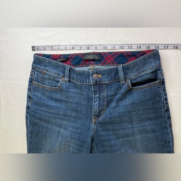 Talbots Flawless Five Pocket Boyfriend Style Distressed Plaid Patches Size 8P - Picture 5 of 7